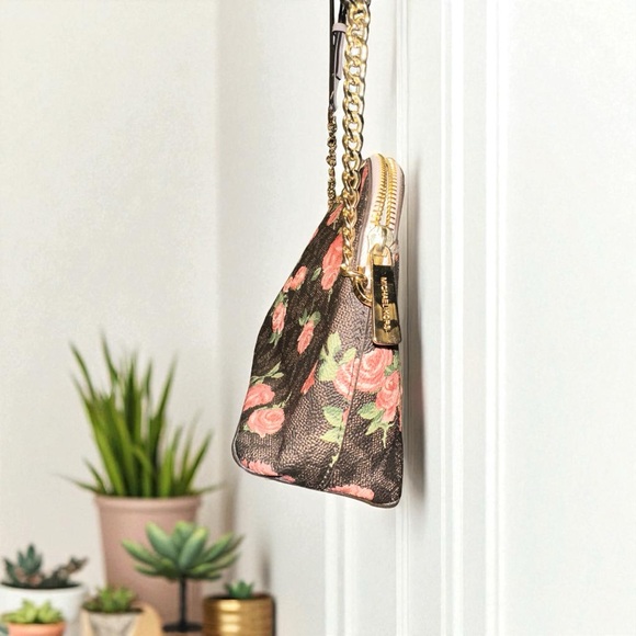 BNWT Floral CINDY Brown & pink MICHAEL KORS Crossbody Bag brand new Leather - Picture 4 of 14